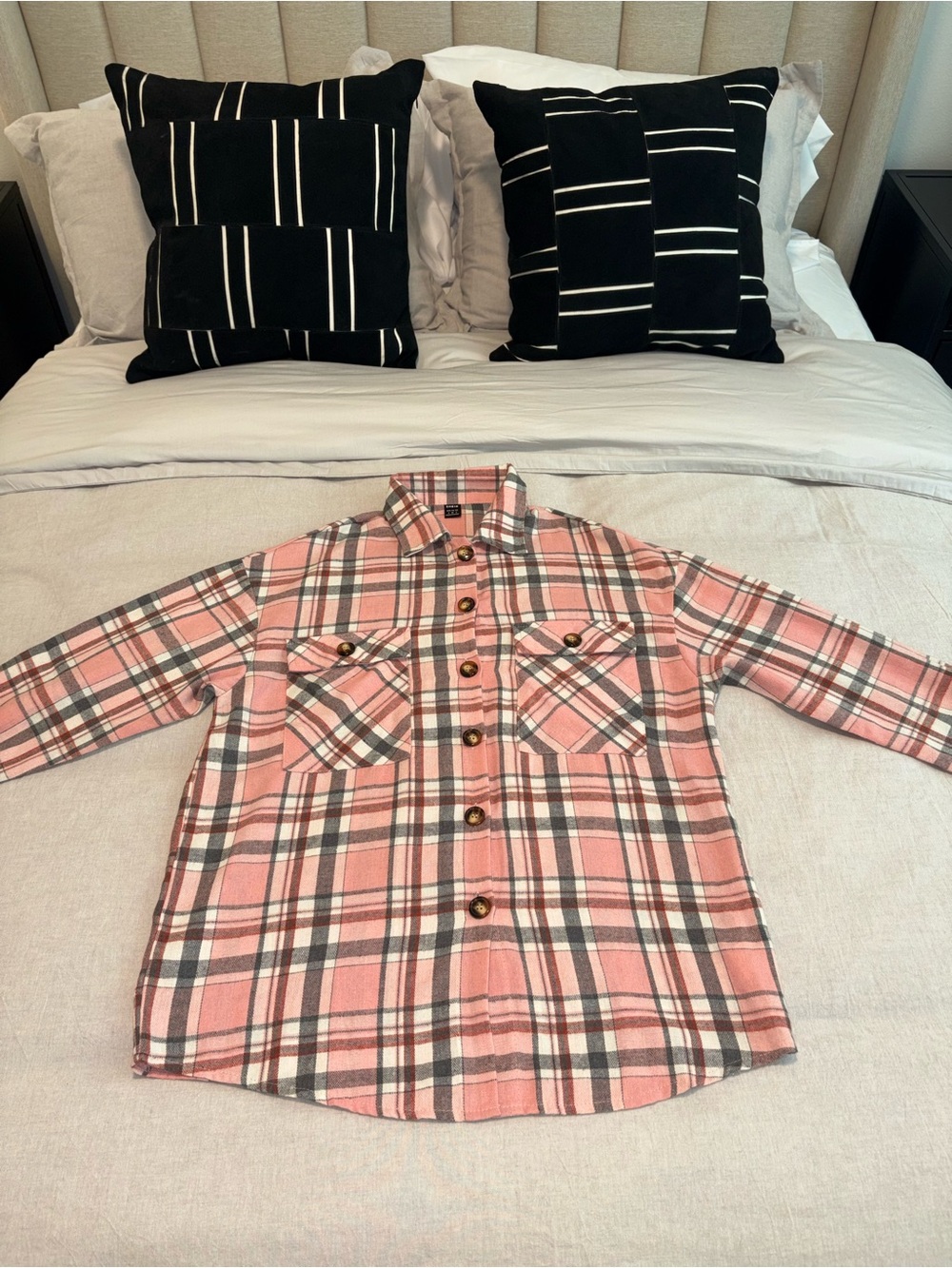 SHEIN Pink Plaid Button-Down Shirt for Kids